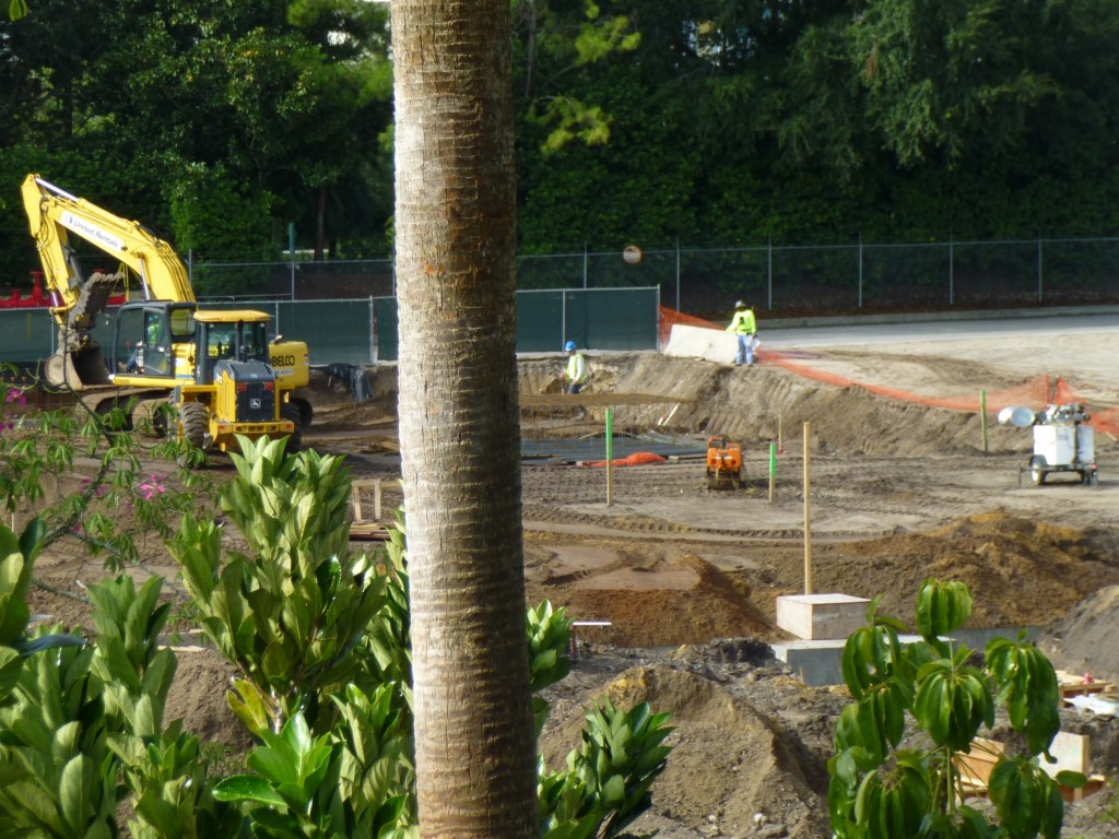 Digging out trenches along the other side of the area