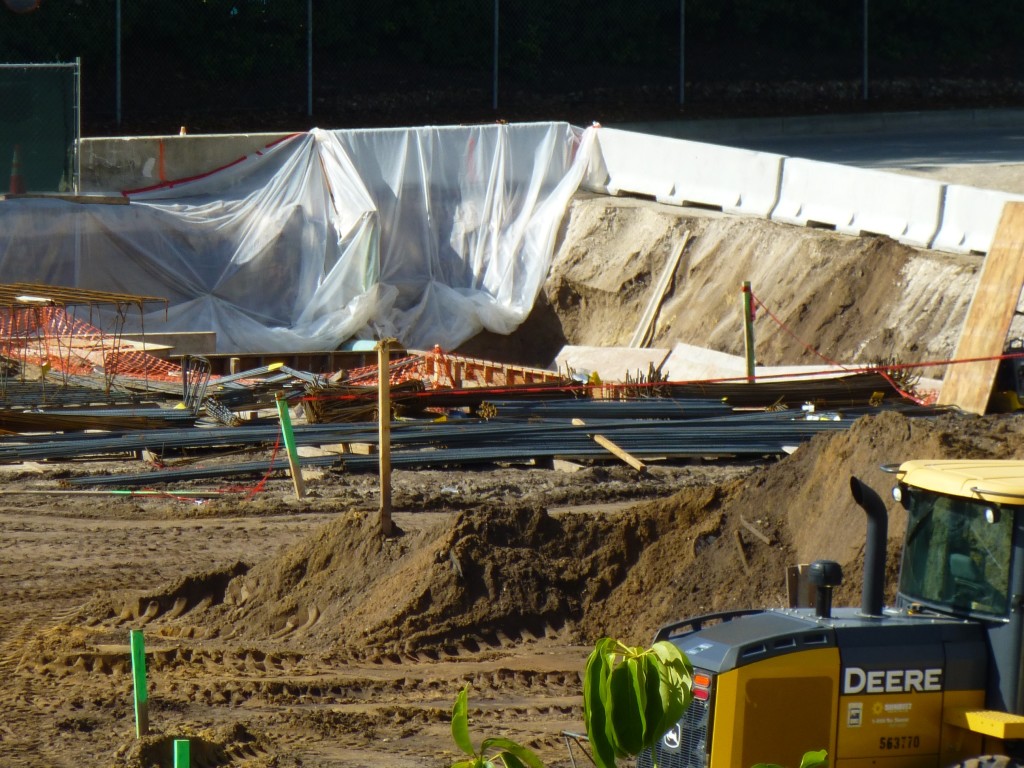 Piles of steel rods and support trusses