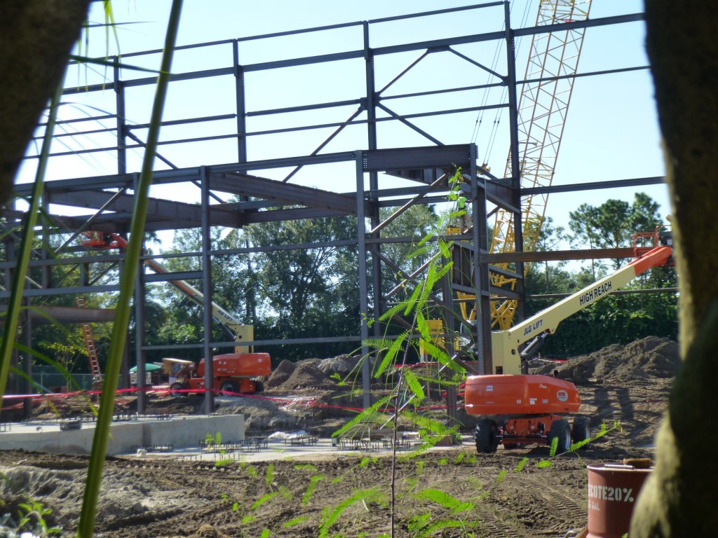 A look at the ground in front of the structure, where it seems connectors are awaiting pillars