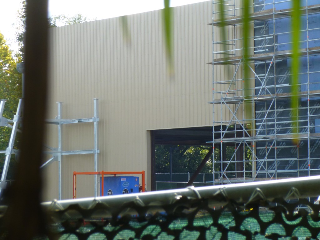 Another view of the opening in the wall, with the new facade supports on the left