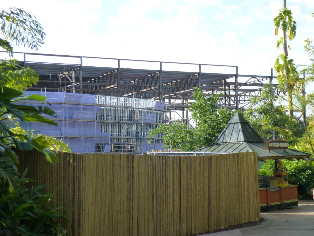 Looking at the building from the Jurassic Park walkway