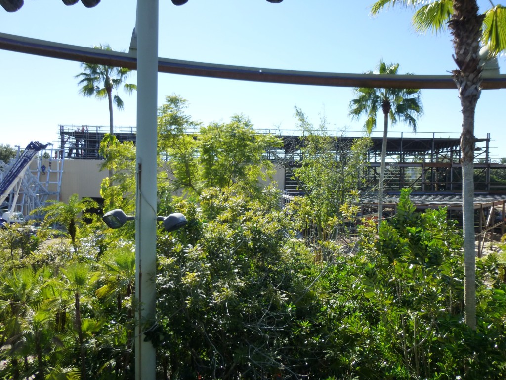 A picture from Camp Jurassic trying to capture the entire structure in frame.