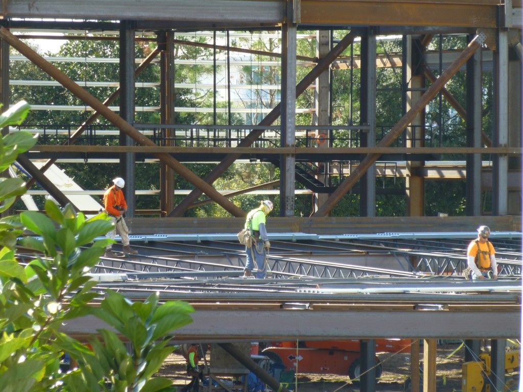 The roof of indoor queue area receiving a lot of attention today