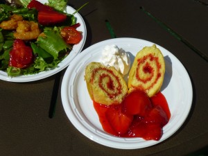 Delicious Strawberry Shortcake and the tangy Habanero Shrimp Salad