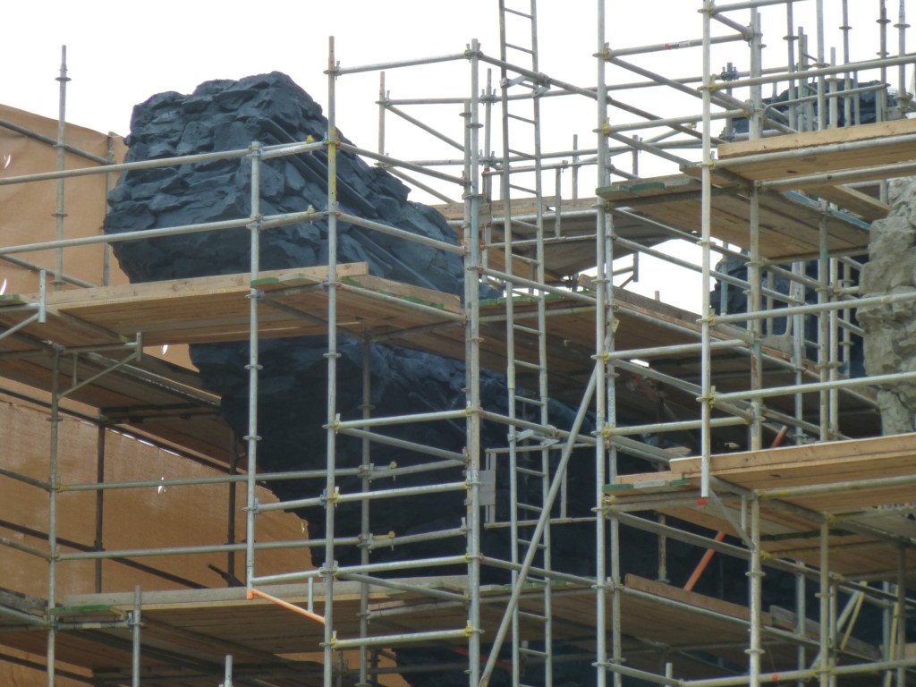 Close up of the primed rockwork