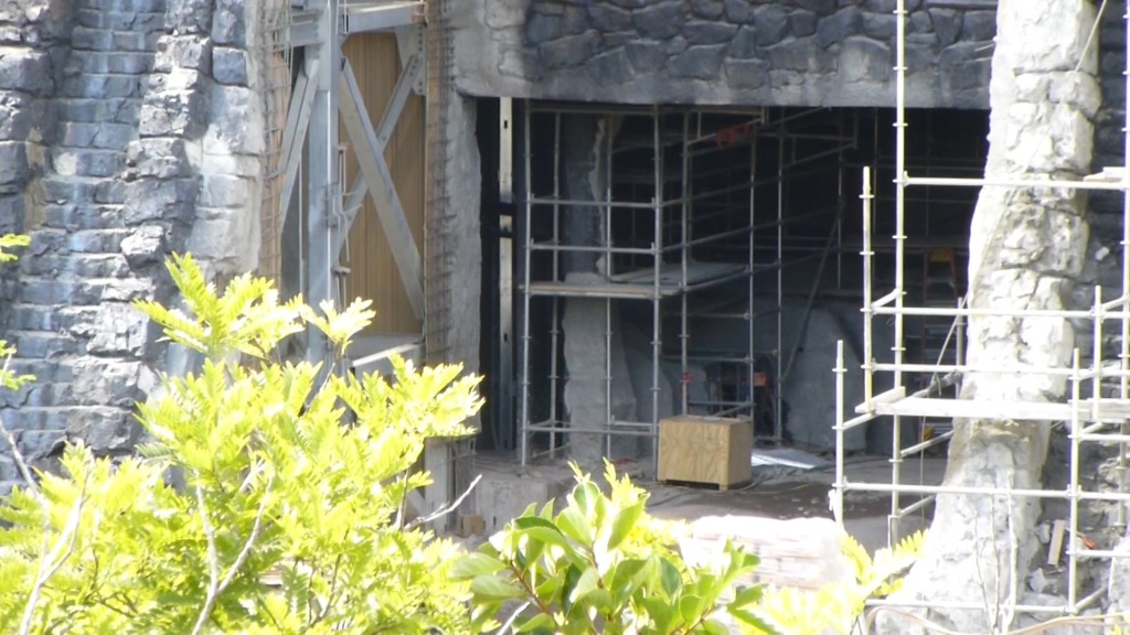 A look inside the gate, where the ride vehicle will enter the building