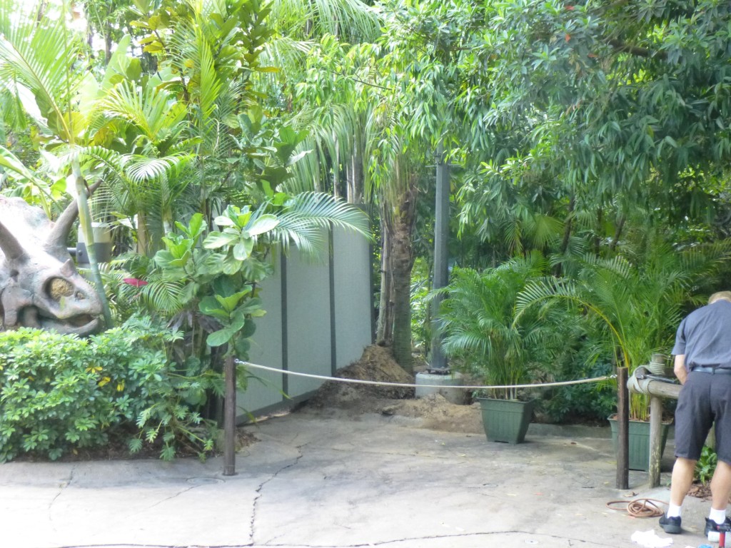 Landscaping work being done near the entrance/exit