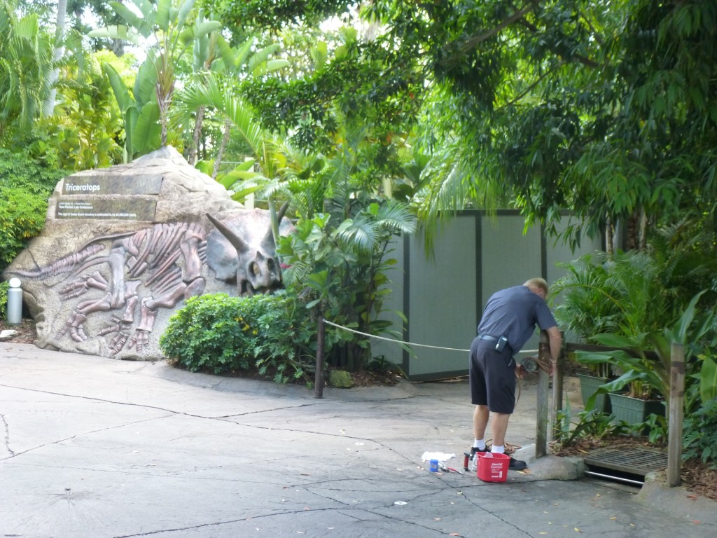 Beautification work being done on queue markers