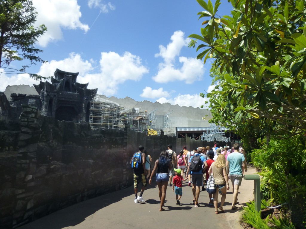 The arch is pretty far from the building, but close to the pathway