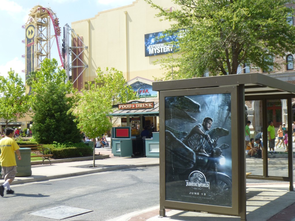 Moving on, I noticed some Jurassic World posters on the bus stop near Twister