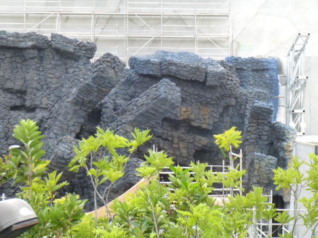 Close up view of newly painted temple walls