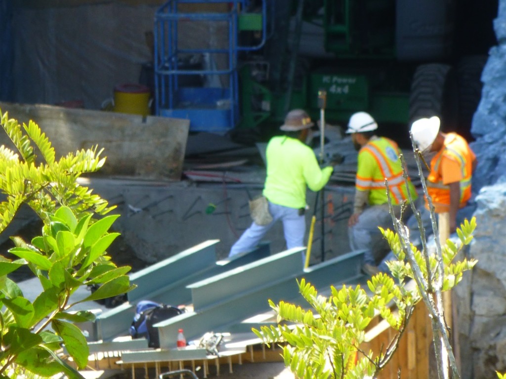 Close up view of the ride path going into temple gates