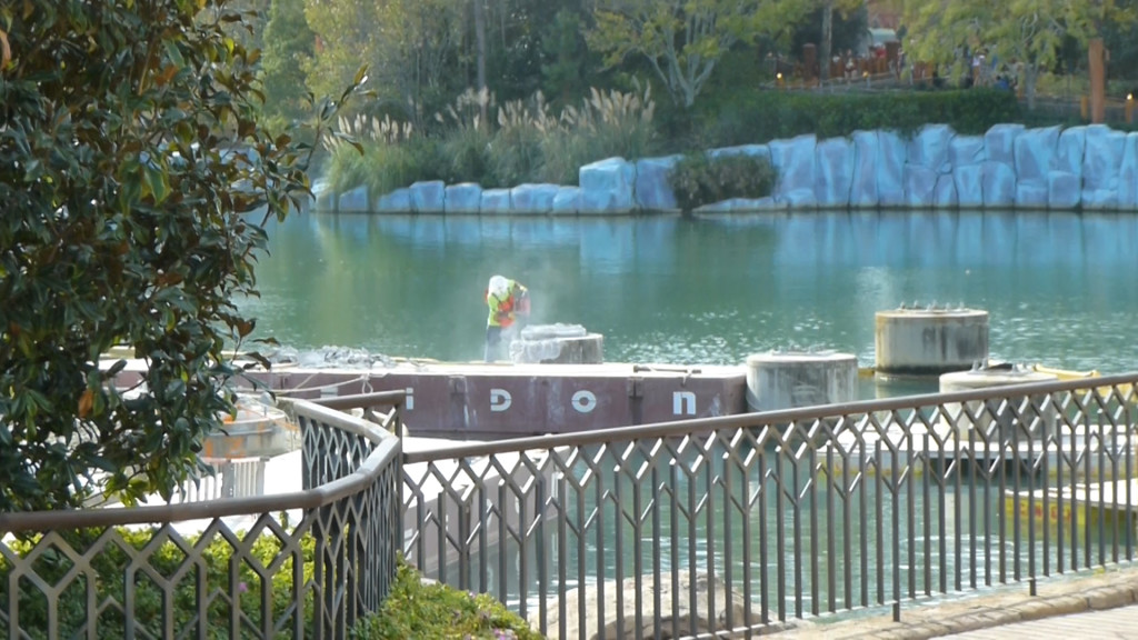 Current view of the track supports in the lagoon