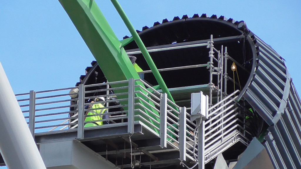 Workers working in the launch tunnel