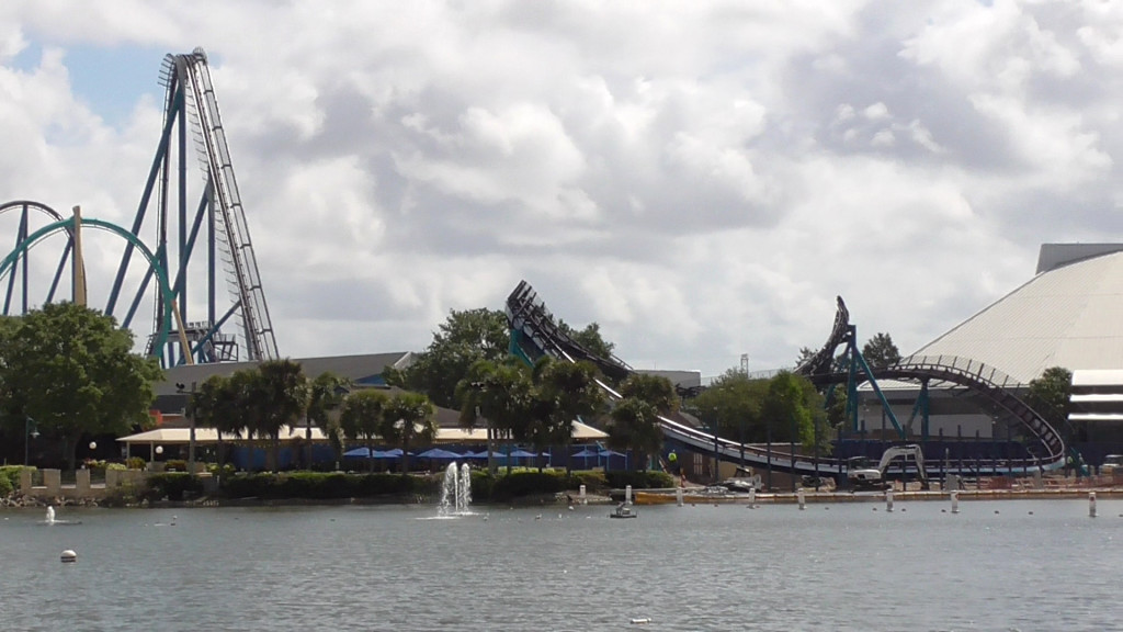 Coaster track flowing over lagoon