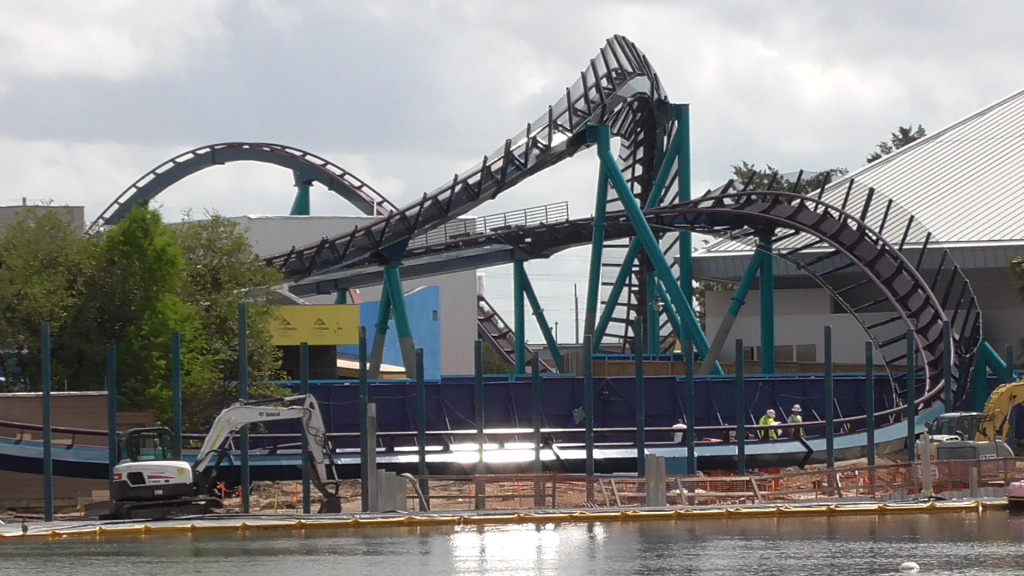 Track over lagoon with new posts in front