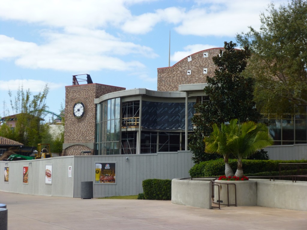 Windows along the inside center being closed off to prepare from new entrance being built in front