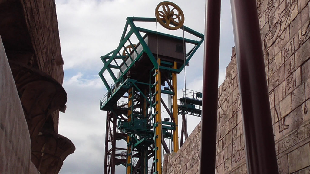 Track piece being elevated into place for testing