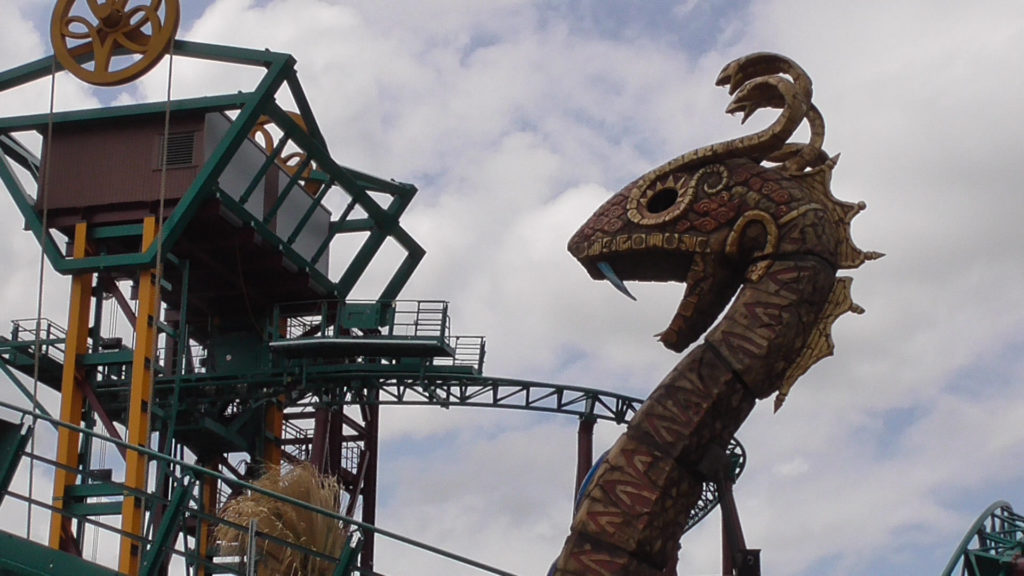 Once all the way to the top, riders will come face to face with Snake King, before cars begin to move forward along track