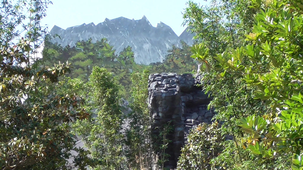 Structure and 2D backdrop blends in perfectly with real foliage