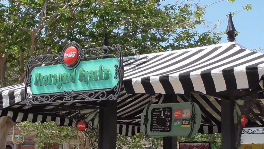 Food stand still themed to Beetlejuice's Graveyard Revue