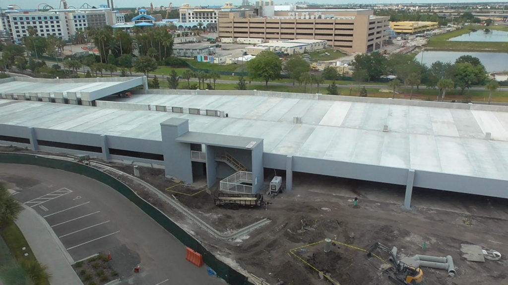 New parking structure near the site. Might be used for employee parking and bus drop off below