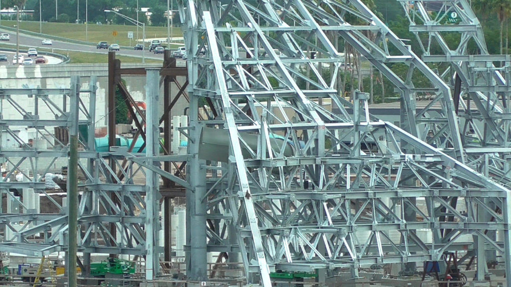 Slide being installed within volcano