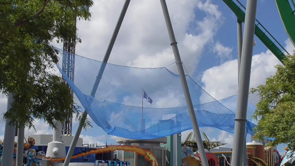 I'm thinking the blue net is temporary, strong enough to hold a weighted test dummy in case one falls out