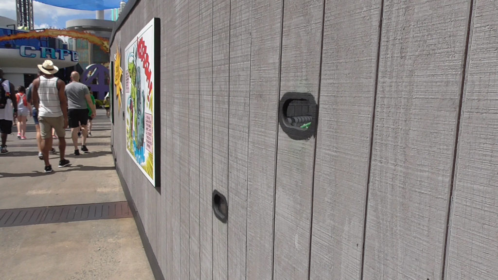 Peek holes have been added to work walls on the bridge for guests to take a look on the progress