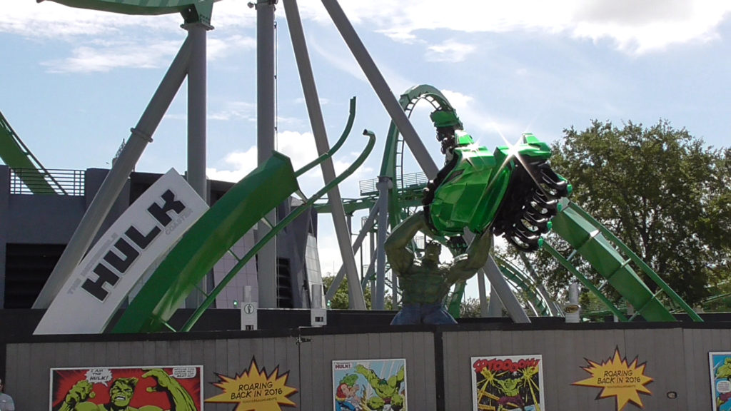 Entrance features old pieces of track from the old ride