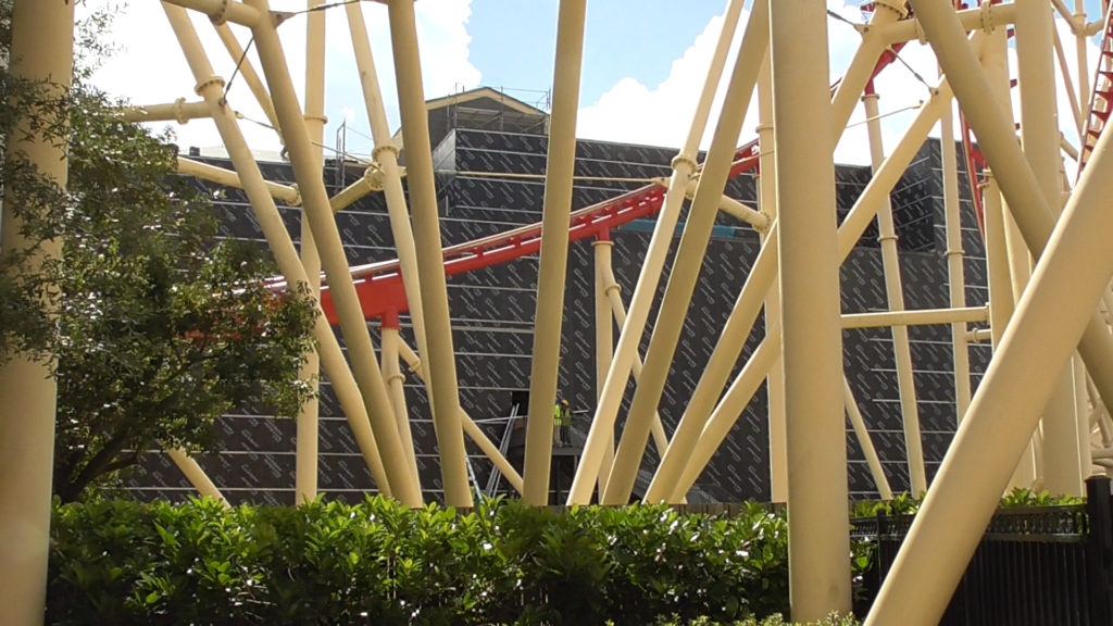 Entire back wall of extended show building now enclosed