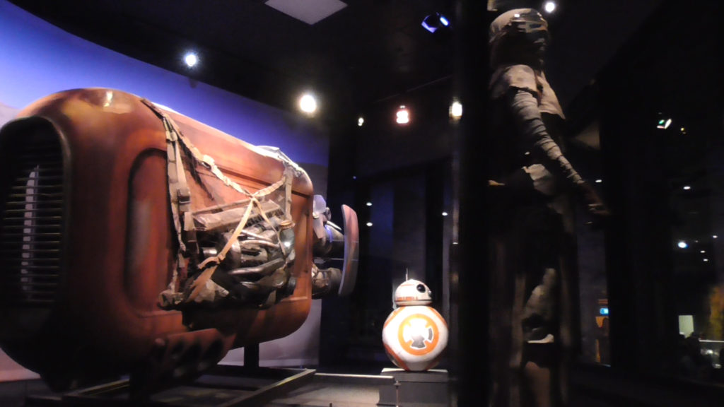 Rey's Speeder and BB-8 on display