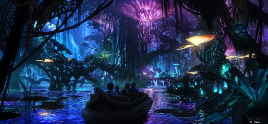 A second attraction will be a slow moving boat ride through a glowing jungle with animatronic figures