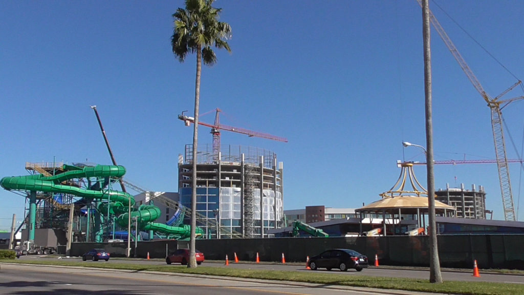 Family slides near Cabana Bay looking more complete