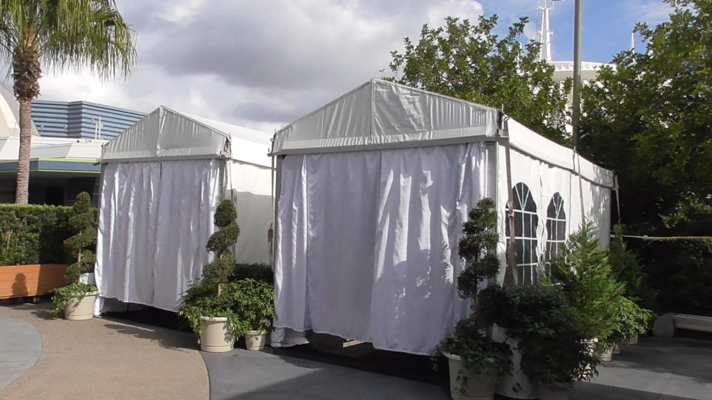 Cabanas are housed within small event tents