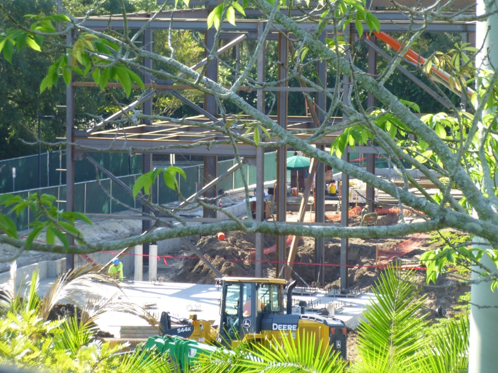 There's still much more foundation to be poured, but you can see connections where pillars will be put in front of the structure