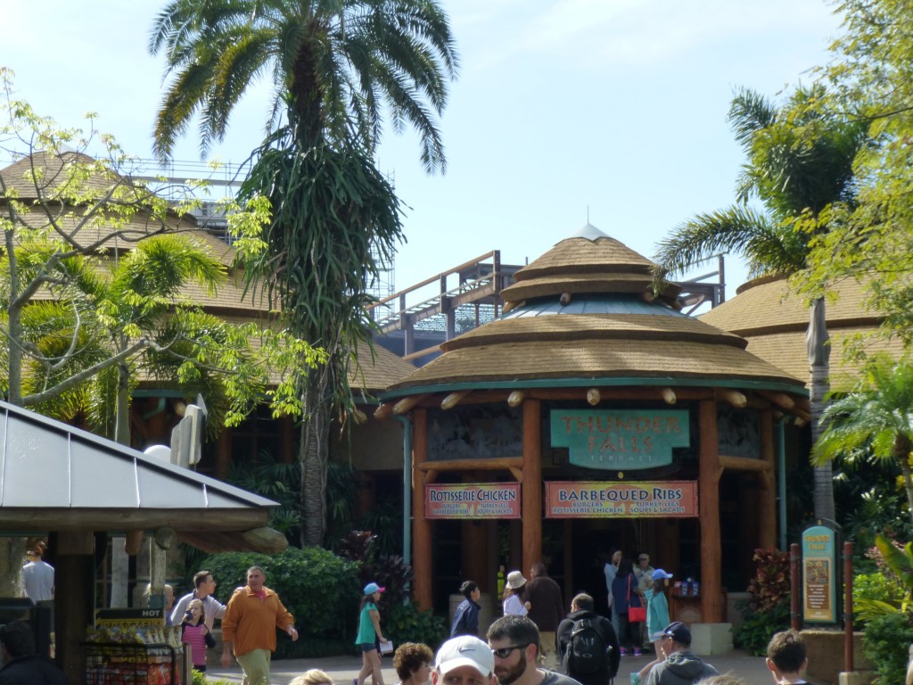 Construction looming over the Terrace Cafe in Jurassic Park