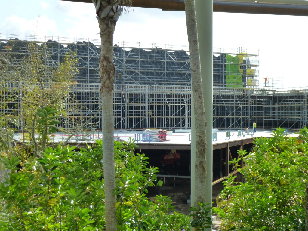 Roofing work over the indoor queue area