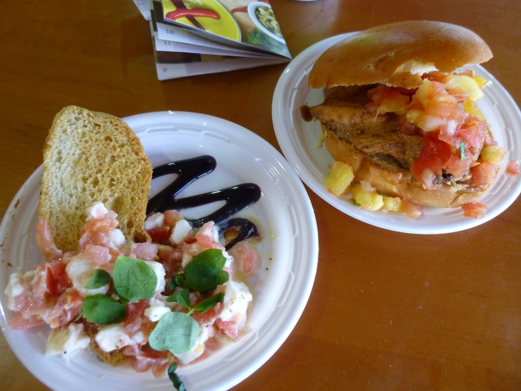 Balsamic Micro Greens Salad and Jerk Chicken Slider: The balsamix on the salad hit the spot and the pineapple on the jerk chicken sandwich was a perfect addition. Even though it's called a slider, this sandwich was a full sandwich!