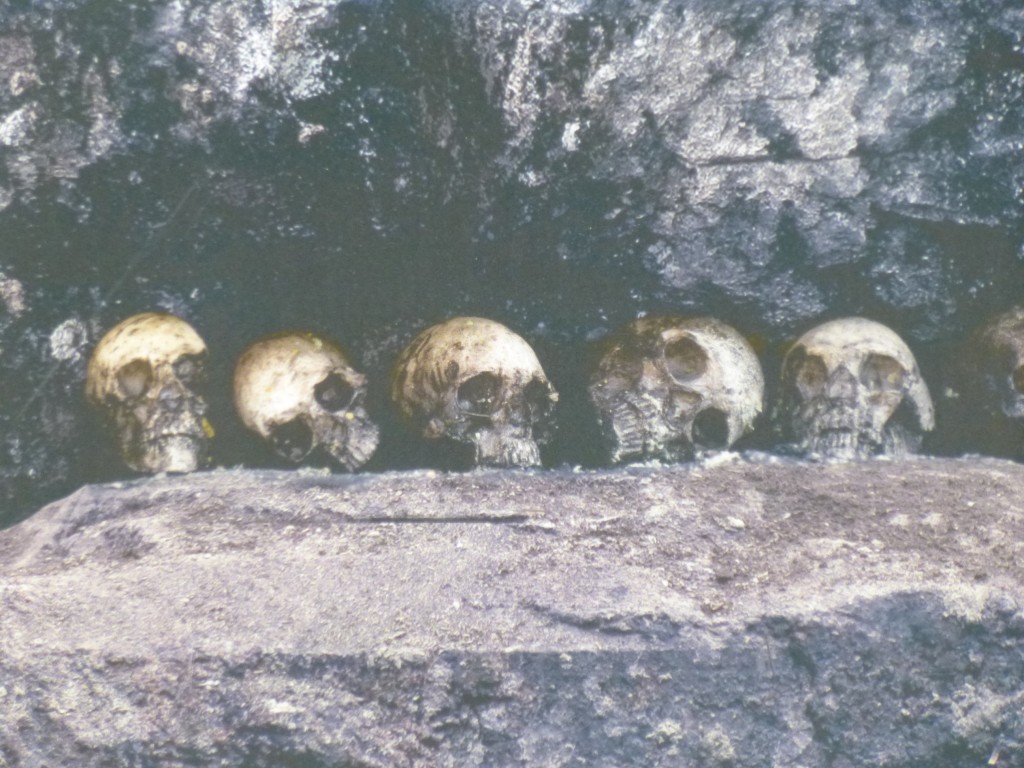 Close up of the skulls on the walls