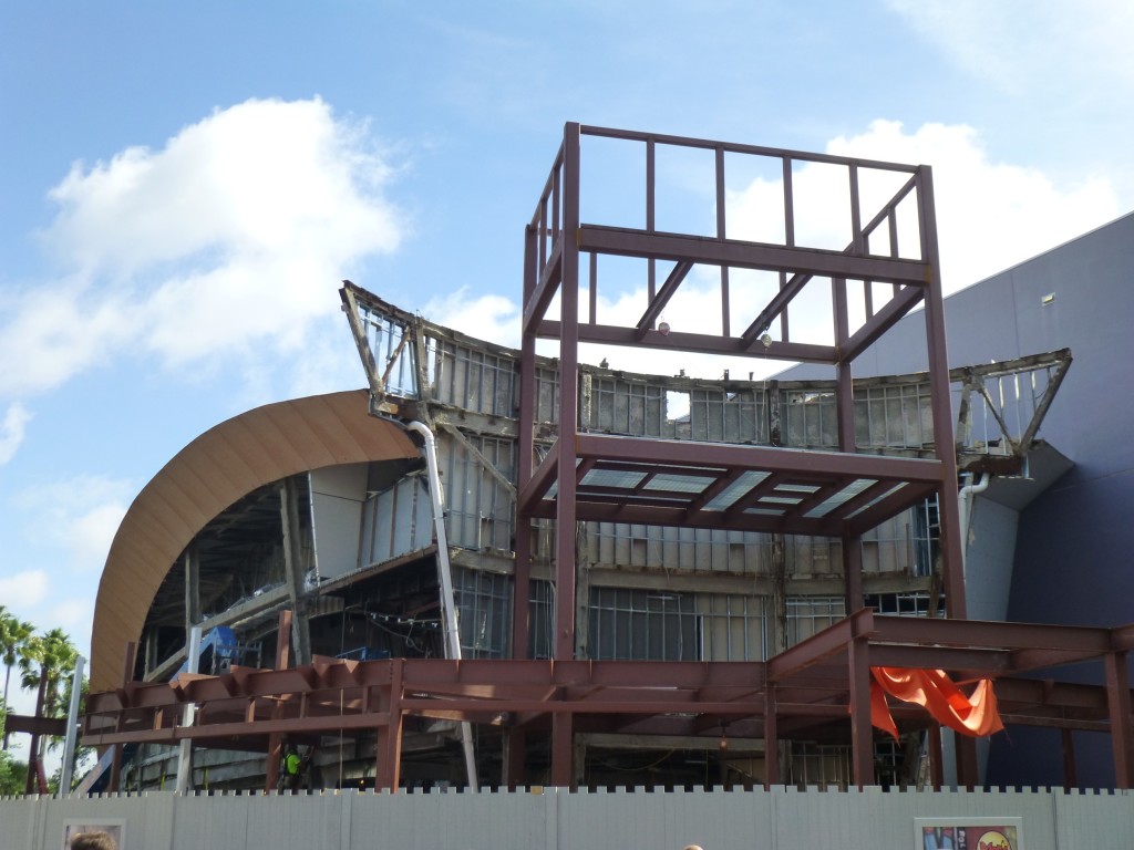 The new entrance facade taking shape, looking like the concept art