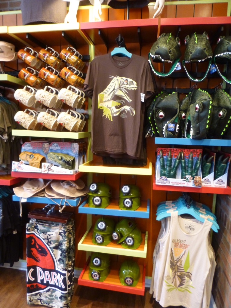 Adult stylized JW shirts along with classic Jurassic Park merchandise
