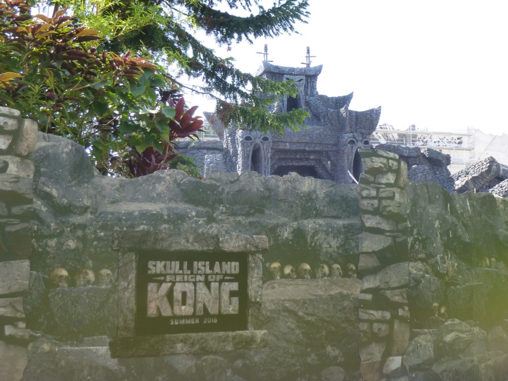 Skull Island signs added to the construction walls along with the words, Summer 2016