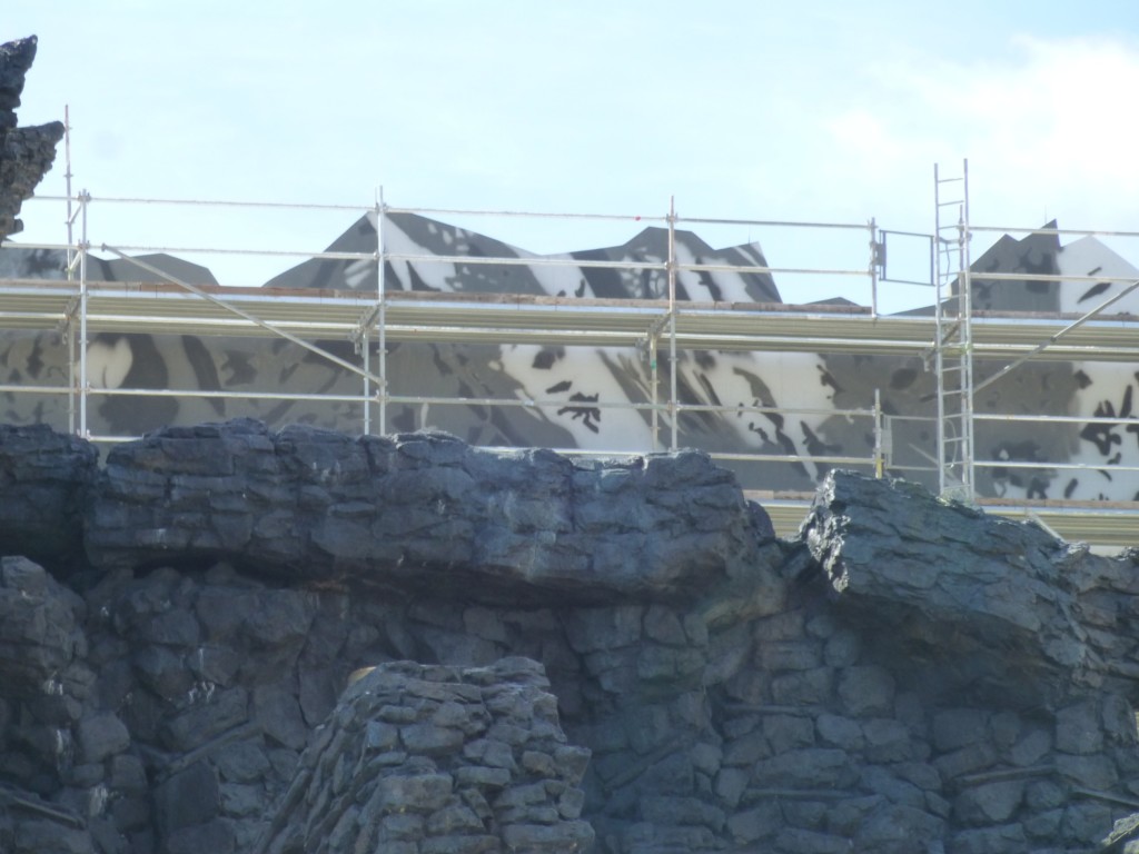 Some of the unfinished mural on right side of temple gate