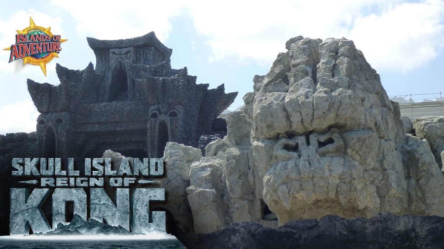Kongstruction Update Kong’s Face in the Rockwork and Ride Path Appears