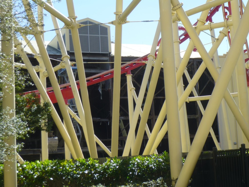 Behind the coaster supports, you can see that the ENTIRE WALL IS MISSING!!!