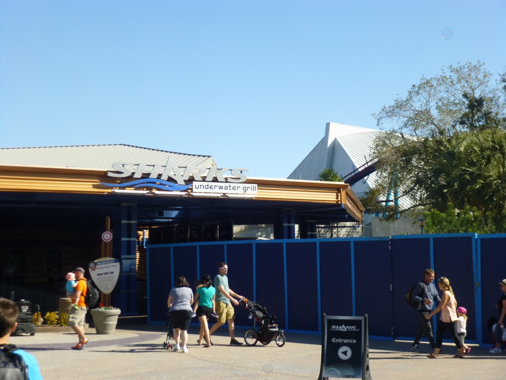 Walls up in front of the Underwater Grill