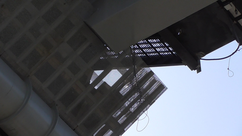 Wires hanging from launch tunnel