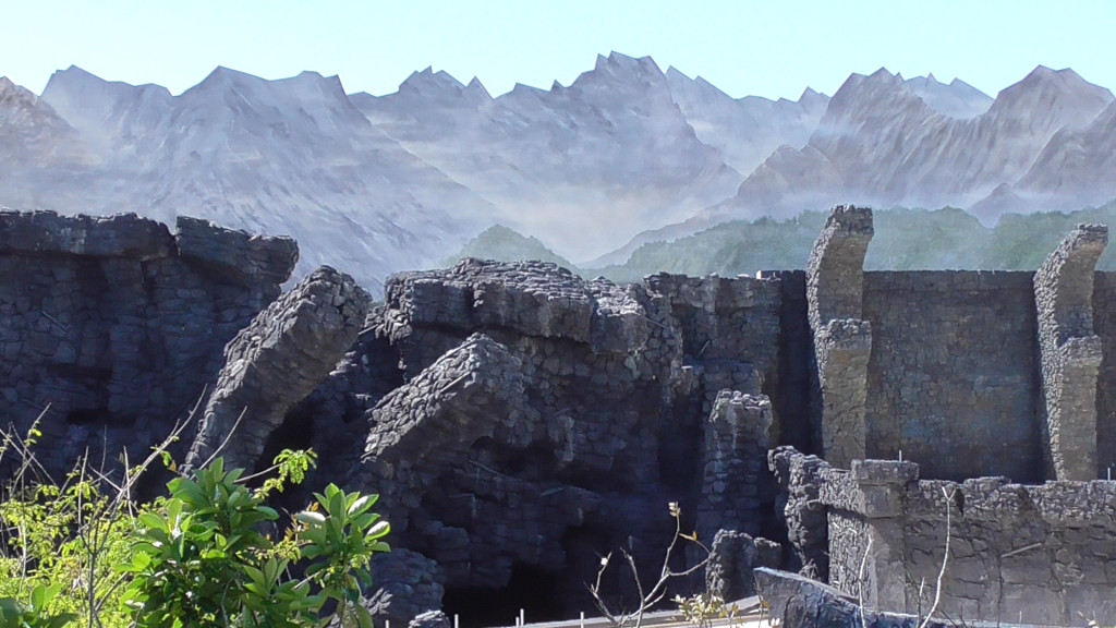 Incredible mountain range... you can see where the ride vehicles come out of the building at bottom