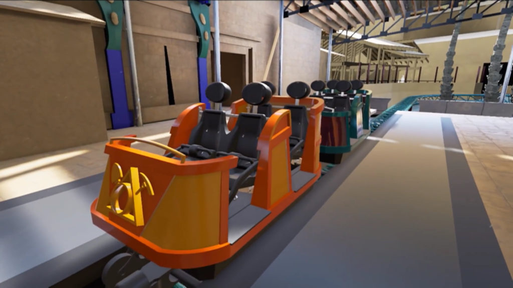 Ride cars at load platform (concept art)